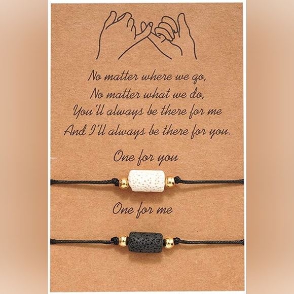 Simple Volcanic Stone Bracelet Pinky Swear Matching Set - Picture 1 of 8